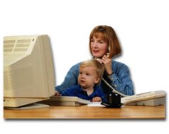 Mom and son at computer - daycare business section